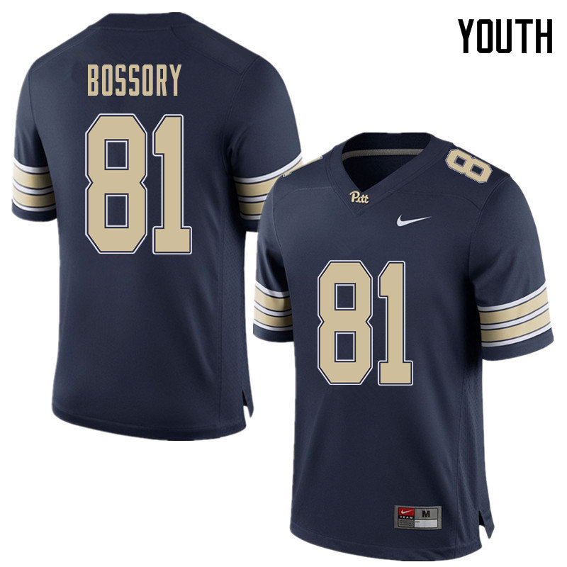 Youth #81 Nate Bossory Pittsburgh Panthers College Football Jerseys Sale-Home Blue